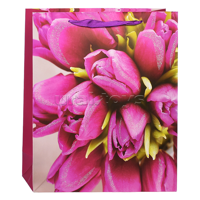 Пакет подарочный "Тюльпаны №2" 26x10x32 см