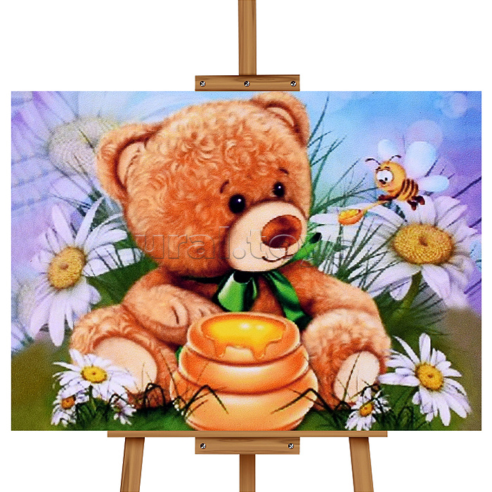 Мозаика алмазная "Мишка с лакомством" 20*30см.