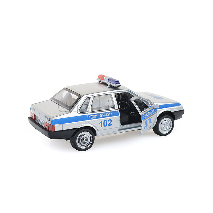 Машина металл LADA-21099 "Спутник" Полиция 12 см, (свет-звук, двери) в коробке
