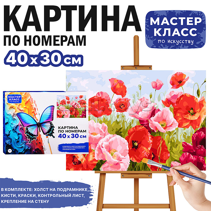 Набор для рисования "Картина по номерам 30х40 см. Маки в поле"