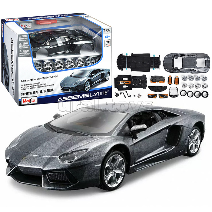 DIY машинка с отверткой die-cast Lamborghini Aventador LP 700-4, 1:24, серая DIY машинка с отверткой die-cast Lamborghini Aventador LP 700-4, 1:24, серая