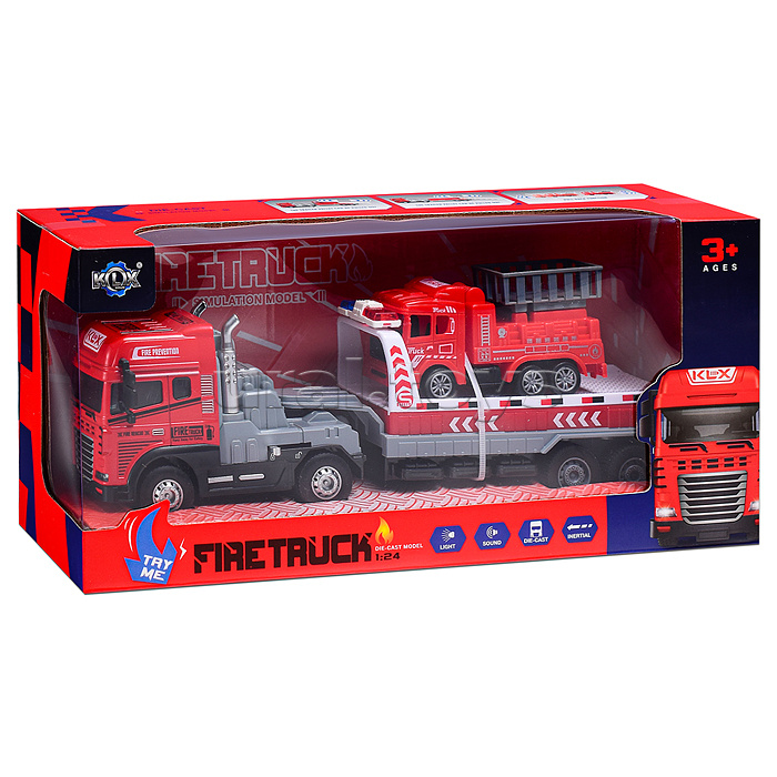 Машина "Перевозчик пожарной техники" (свет,звук) в коробке
