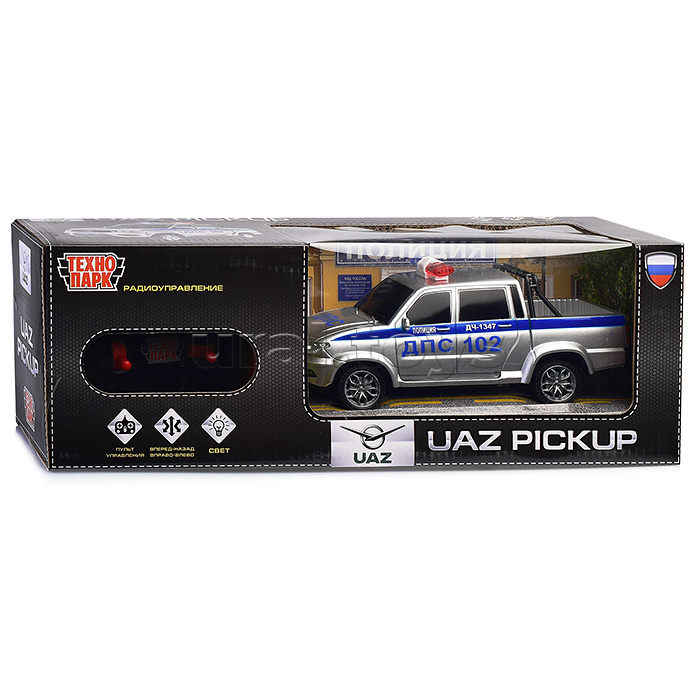 Машина р/у UAZ PICKUP "Полиция" 20 см, свет, сер,