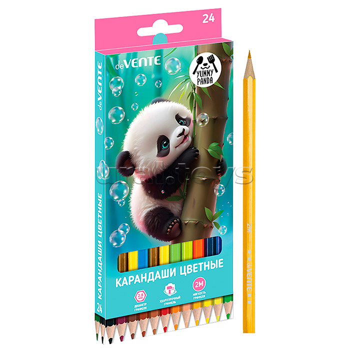 Карандаши цветные 24цв, "Yummy Panda" 2М, диаметр грифеля 2,8 мм, шестигранные Карандаши цветные 24цв, "Yummy Panda" 2М, диаметр грифеля 2,8 мм, шестигранные