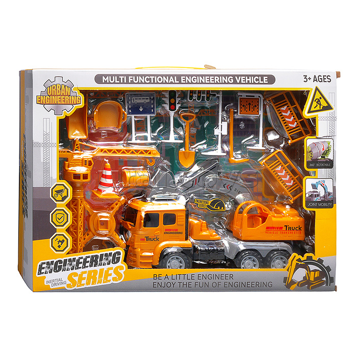 Машина "Автоэкскаватор" с дорожными знаками, в коробке