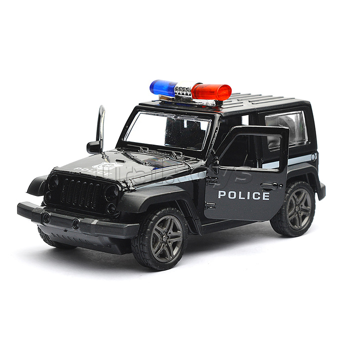 Чёрная инерционная служебная машинка Джип die-cast,1:32, открывающиеся двери