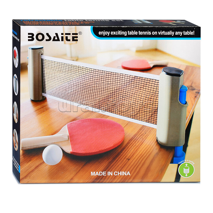 Набор для настольного тенниса (сетка, 2 ракетки, 3 шарика) в коробке