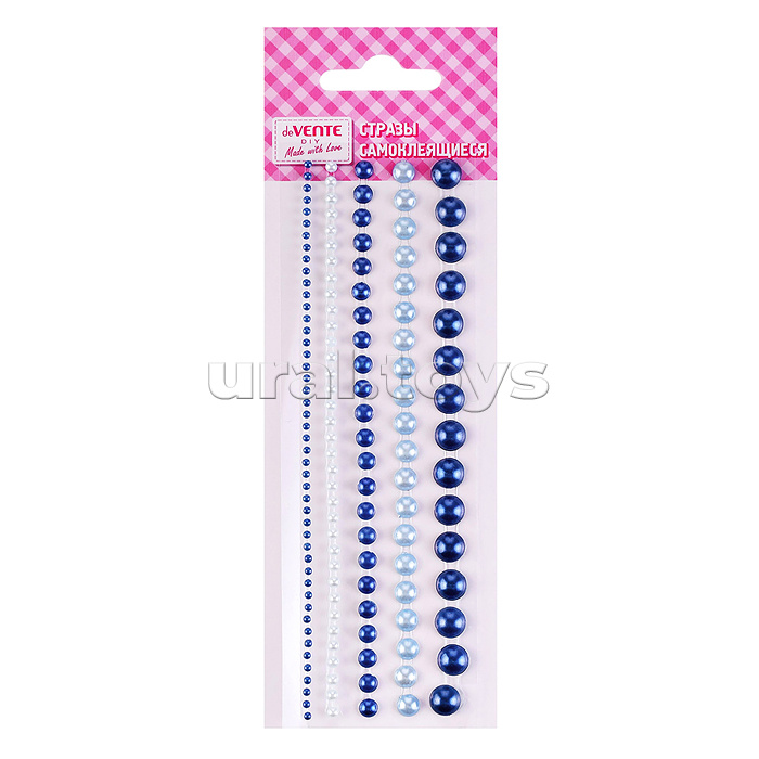 Стразы акриловые самоклеящиеся "DIY Pearls" 115 шт, круглые, цвет топаза, 5 размеров, на подложке, в пластиковом пакете с блистерным подвесом