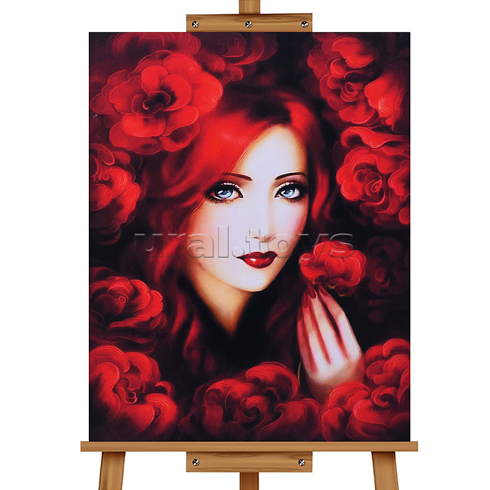 Мозаика алмазная "Девушка в цветах" 40*50см.