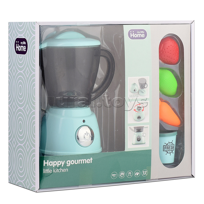Бытовая техника "Соковыжималка" с набором продуктов, бирюзовый, (свет, звук) в коробке
