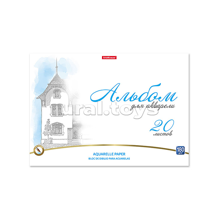 Альбом для рисования 20л. с бумагой для акварели 180 м/г на клею Towers, А4 Альбом для рисования 20л. с бумагой для акварели 180 м/г на клею Towers, А4