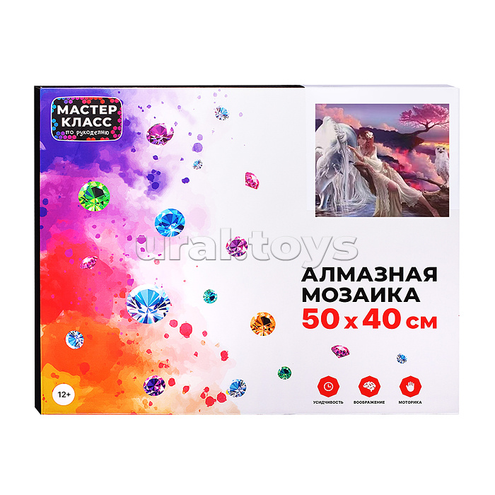 Мозаика алмазная "Девушка с белой лошадью" 40*50см.