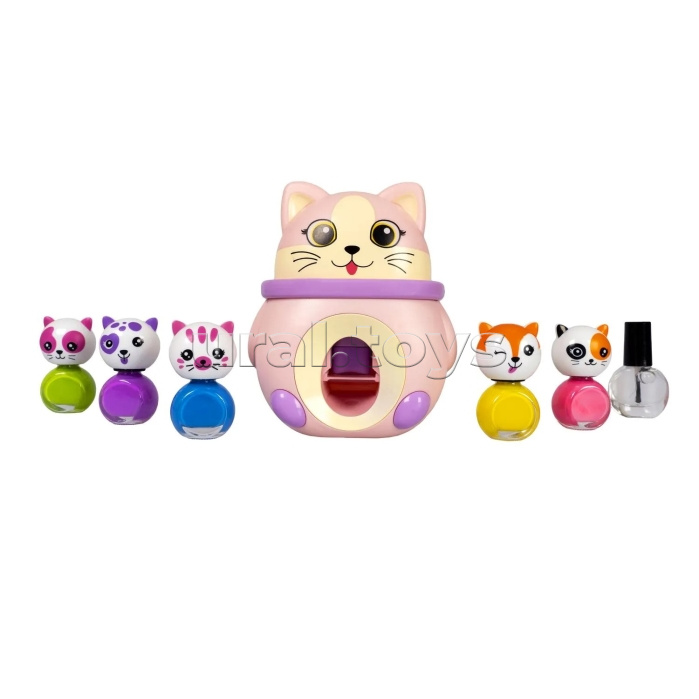 Игровой набор для дизайна ногтей Eva Moda "Кошачьи лапки", принтер-штамп в виде кошки, картриджи-узоры с дизайном 5шт.,лаки для ногтей 6 оттенков (24г), пилочка, разделитель для пальцев, самоклеящ.декор. стикеры, спонж