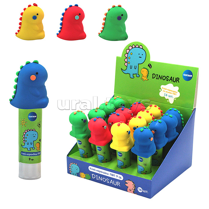 Клей-карандаш "Dinosaur" 9 г, ПВП, дисплей бокс
