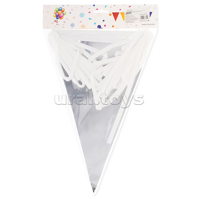 Гирлянда Флажки, 20*30 см*20 шт, 10 м, серебро, металлик, 1 упак.