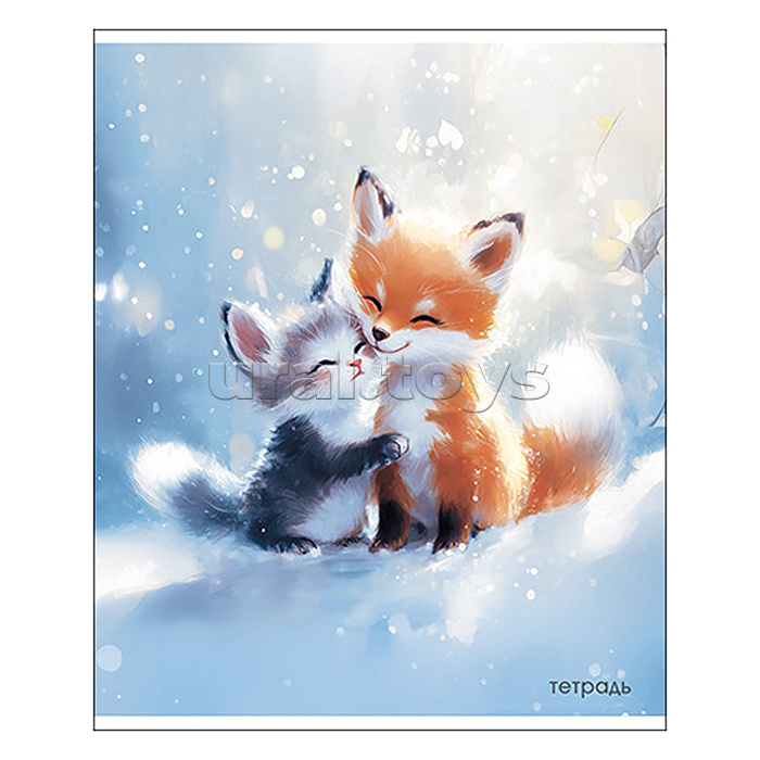 Тетрадь 48л. клетка, блестки, по сериям  "Милые зверята"
