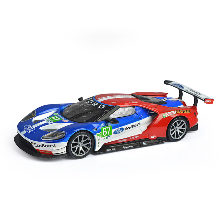 Гоночная машинка die-cast 2017 FORD GT, 1:32, красно-синяя