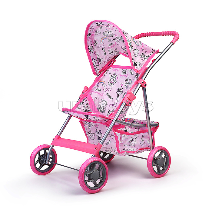 Коляская кукольная прогулочная, металлическая, с корзиной и козырьком