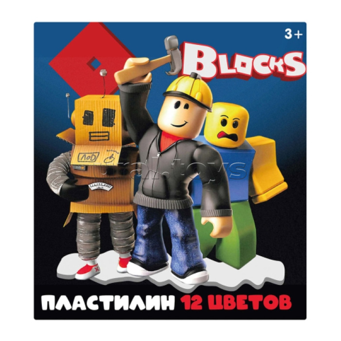Пластилин 12 цветов "Blocks", 240 гр, стека пластиковая, картонная упаковка