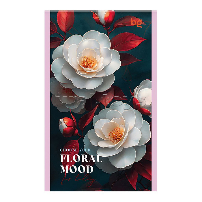 Блокнот А6 32л., на скрепке "Floral mood", блестки