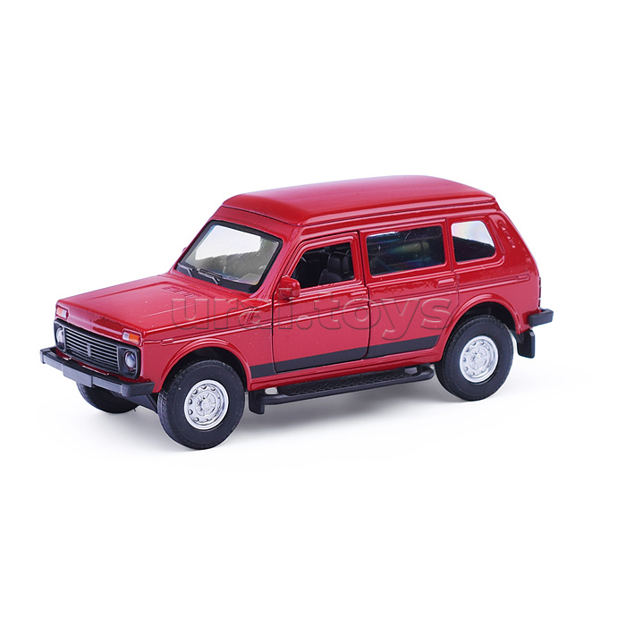 Машина металл LADA 4x4 2131 12 см, (двери, багаж, красный)инерц, в коробке