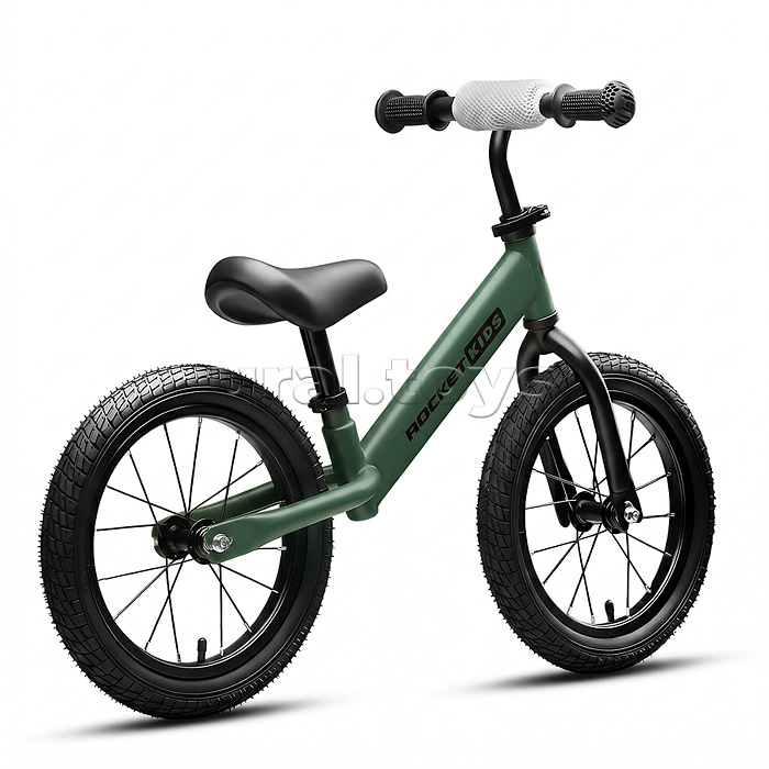 Беговел 14" Rocket R0045NEW-DGN, колеса надувные, цвет зеленый