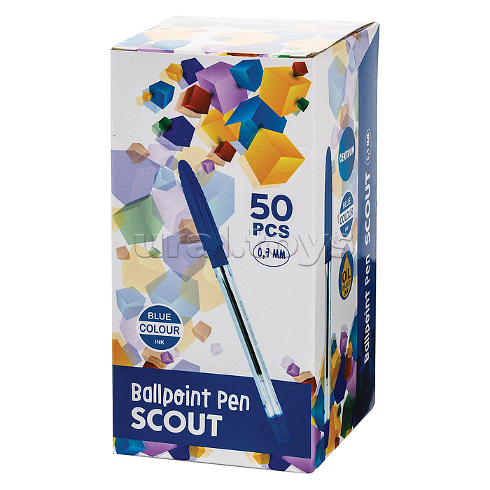 Ручка шариковая синяя "SCOUT" 0,7 мм. в прозрачном пластиковом корпусе с колпачком и резиново Ручка шариковая синяя "SCOUT" 0,7 мм. в прозрачном пластиковом корпусе с колпачком и резиново