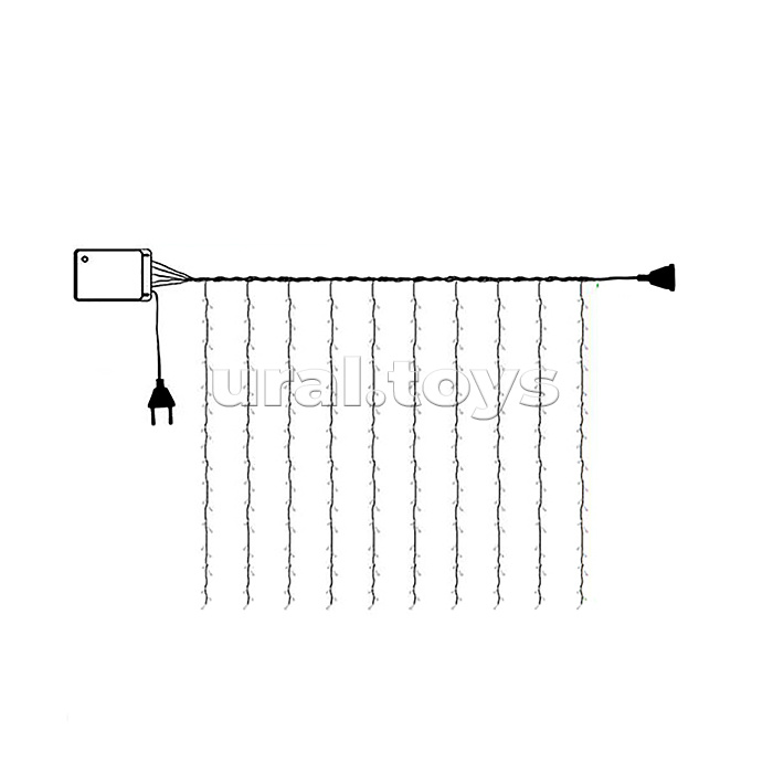 Электрогирлянда-занавес 6*3м, 640 ламп, белый