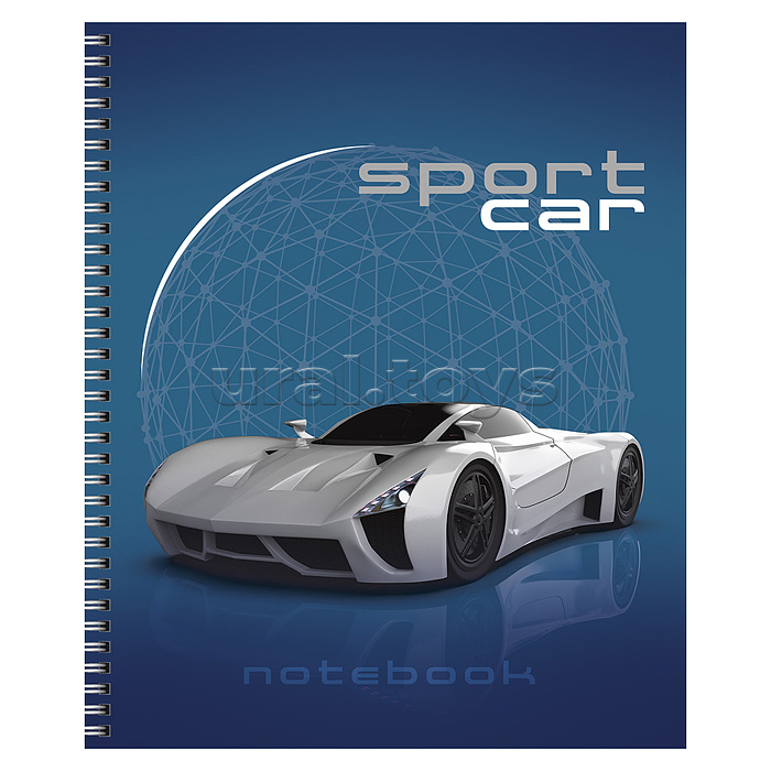 Тетрадь 80л. клетка "Sport car" гребень А5 обл.:выб. лак, бум. оф.60 г/м2, в уп. 5 видов, уп./гофр.по 6 шт. в терм. пл.