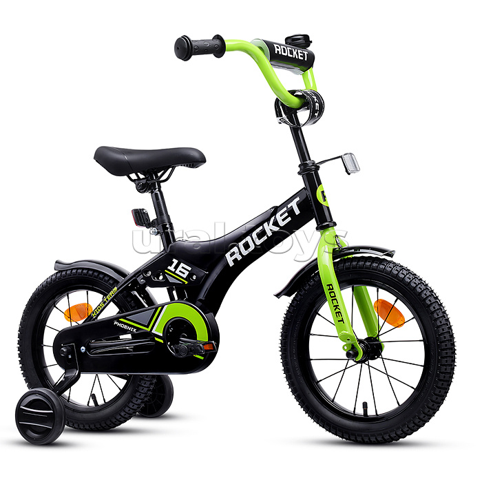 Велосипед 16" Rocket Phoenix, цвет черно/зеленый