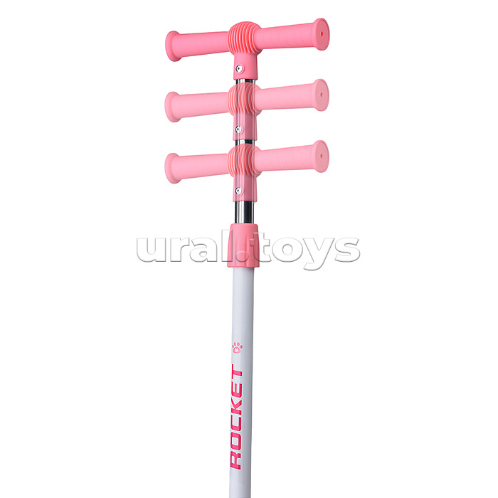 Самокат трёхколёсный ROCKET колёса световые PU, цвет розовый