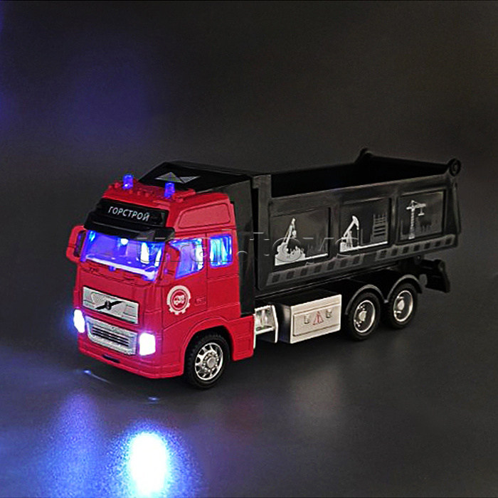 Машина металл Самосвал 19,5 см, ( свет-звук, подв. дет.,) инерц., в коробке