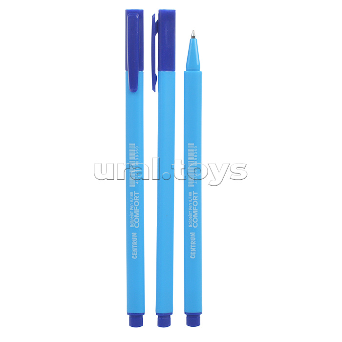 Ручка шариковая COMFORT синие черн. 0.7 мм, трехгранный пластиковый корпус, цвет крпуса синий, 12 шт. в картонной упаковке