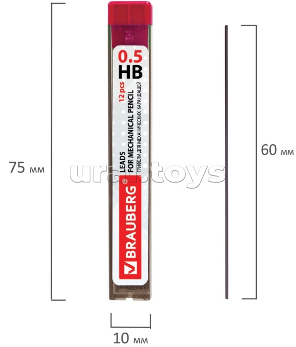 Грифели запасные 0,5 мм, HB, комплект 12 шт., "Hi-Polymer"