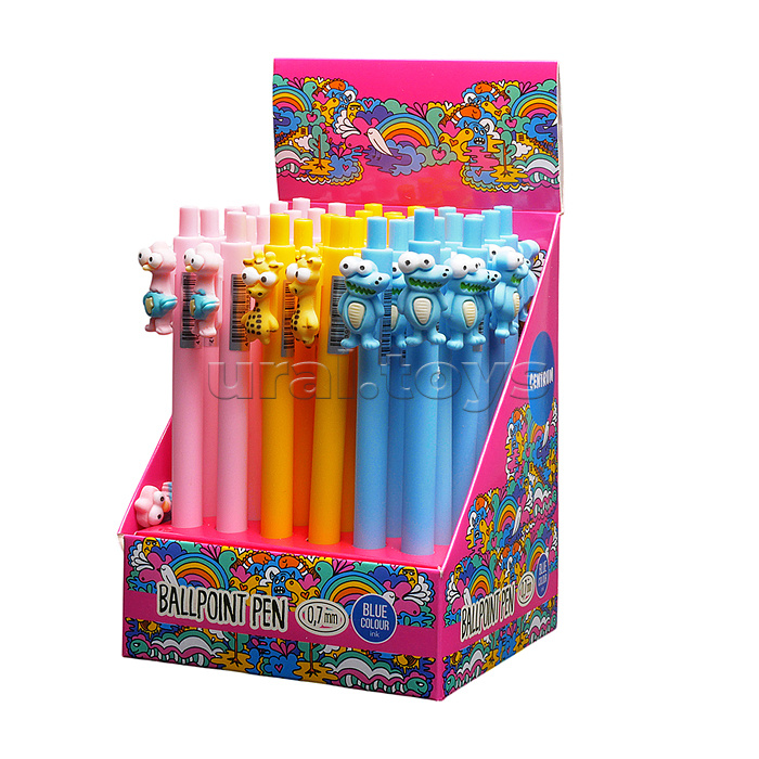 Ручка шариковая автоматическая "Animals" синие чернила 0.7мм 3D в дисплее