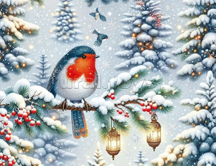 Конверт художественный малый "Зимняя птичка"