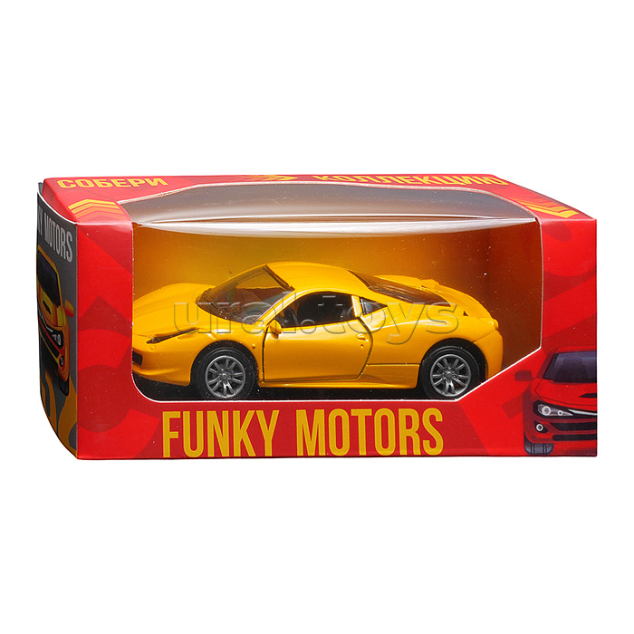 Жёлтая инерционная машинка вид В die-cast , 1:32