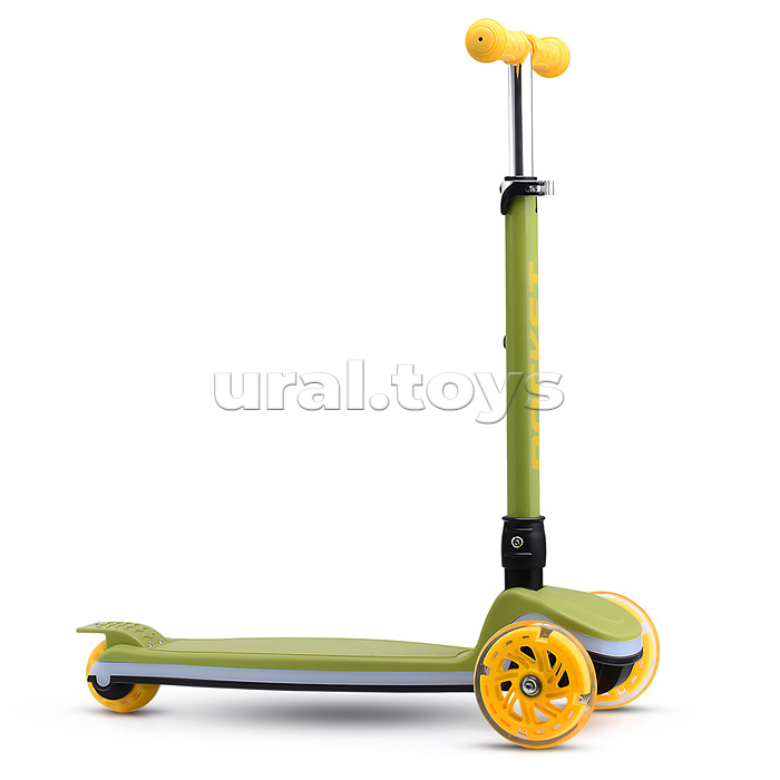 Самокат трёхколёсный ROCKET колёса световые PU, цвет зелёный
