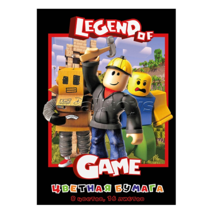 Бумага цветная 16л, 8 цв. "Blocks" немелованная (газетка) односторонняя, на скрепке