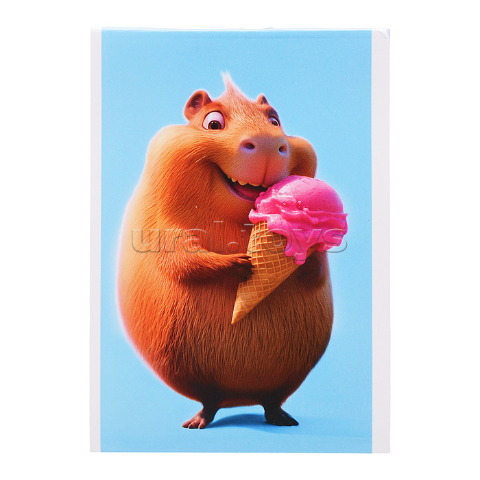 Блокнот А6 40л. "Капибара с мороженым" Блок - белый офсет 60 г/м²