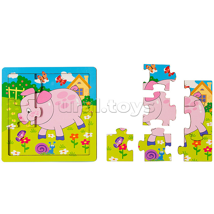 Деревянный пазл "Хрюшка" (собираем по картинке) (Baby Step)