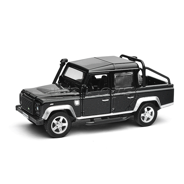 Машина металл Land Rover Defender Pickup 12 см, (двери, багаж, черный) в коробке