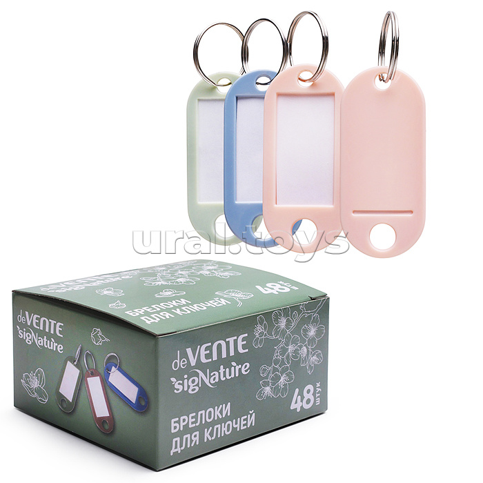 Брелок для ключей "SigNATURE" непрозрачный пластик, 50x22 мм, размер инфо-окна 30x15 мм, металлическое кольцо, 48 шт в картонной коробке, ассорти 3 цвета