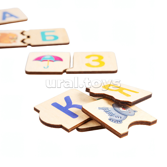 Игра-пазл деревянный "Азбука-Паровозик" (деревянная коробка)
