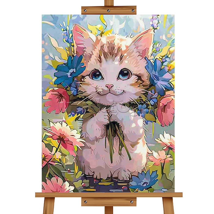 Набор для рисования "Картина по номерам 30х40 см. Котёнок в цветах"