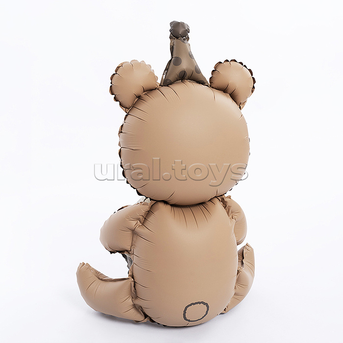 Шар (23''/58 см) Фигура 3D, Мишка с капкейком, Бежевый, Сатин, 1 шт. в уп.