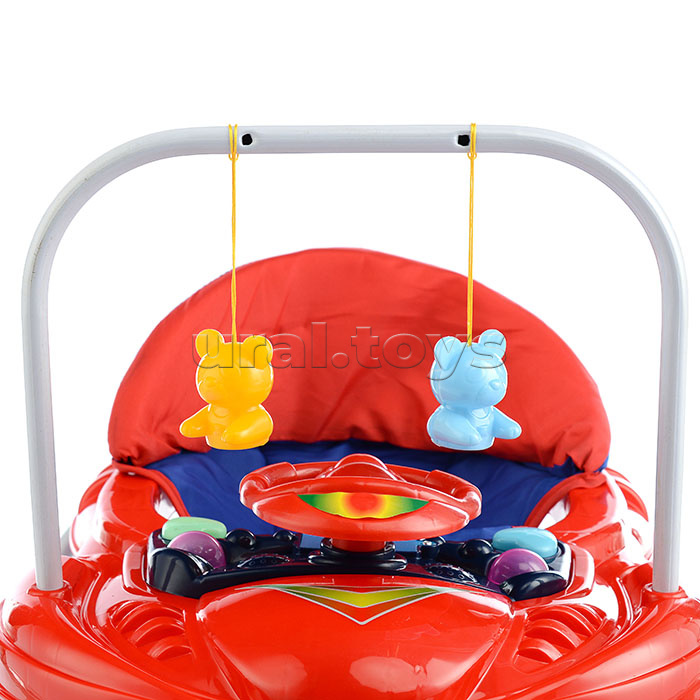 Ходунки с рулем и подвесными игрушками (синий-красный) в пакете