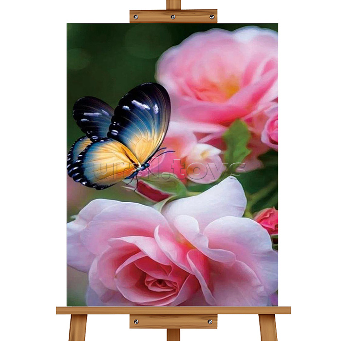 Мозаика алмазная "Бабочка на цветке" 40*50см