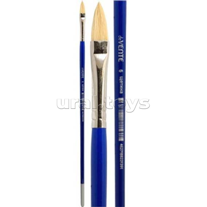 Кисть художественная "Art" щетина № 06 овальная, удлиненная деревянная ручка с многослойным лакокрасочным покрытием, никелированная обойма, индивидуальная маркировка