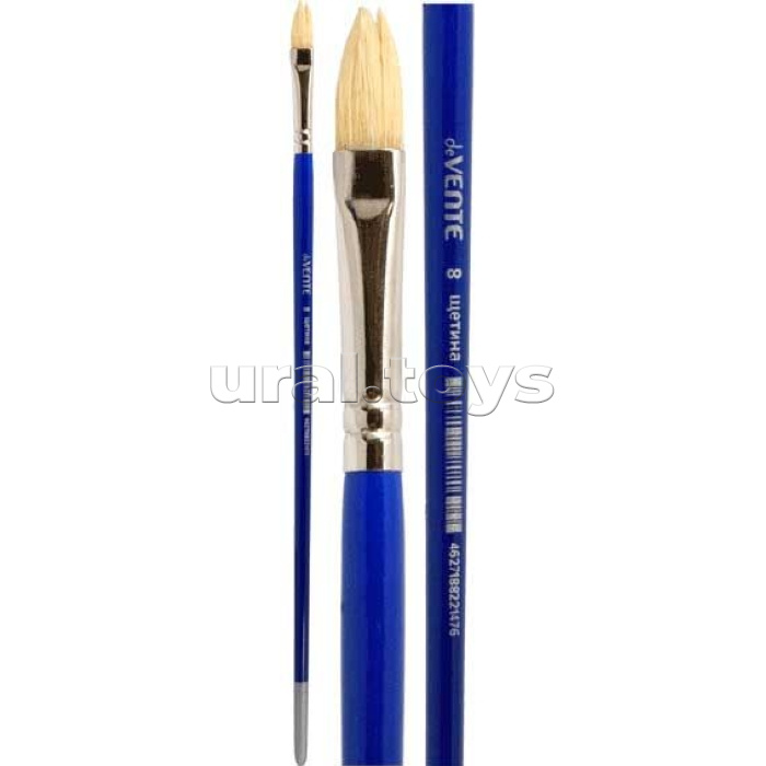 Кисть художественная "Art" щетина № 08 овальная, удлиненная деревянная ручка с многослойным лакокрасочным покрытием, никелированная обойма, индивидуальная маркировка